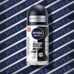 Nivea Men Black and White Invisible Original 72H anti-perspirant roll-on deodorant 50ml bottle against a blue branded background
